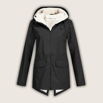 Women's zip-up hooded waterproof winter parka with sherpa fleece lining