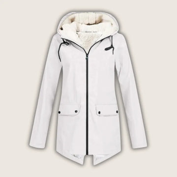 Women's zip-up hooded waterproof winter parka with sherpa fleece lining