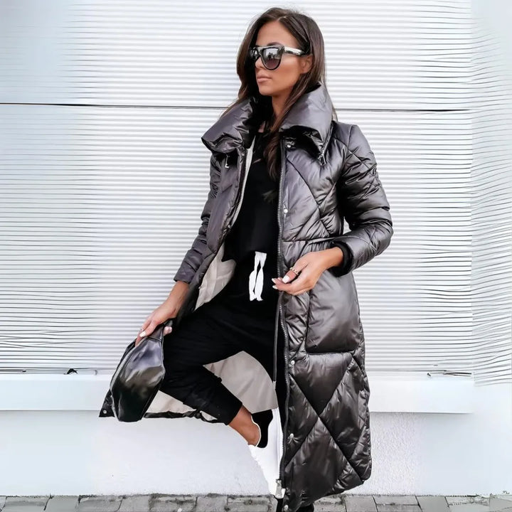 Women's zip-up stand collar winter quilted coat