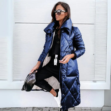 Women's zip-up stand collar winter quilted coat