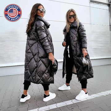 Women's zip-up stand collar winter quilted coat