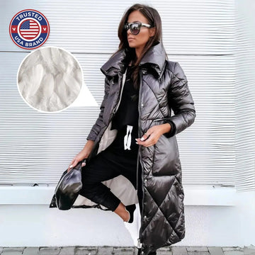 Women's zip-up stand collar winter quilted coat