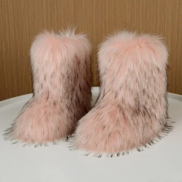 Women's faux fur winter snow boots in Pink