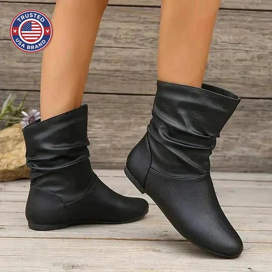 Women's slouched flat ankle winter boots