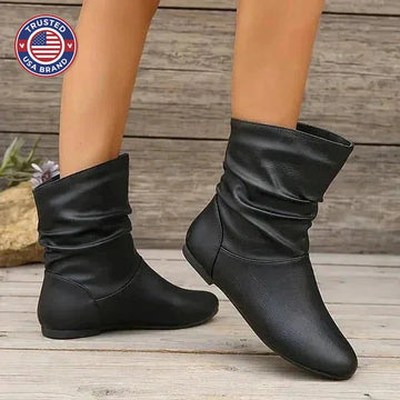 Women's slouched flat ankle winter boots