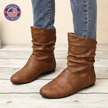 Women's slouched flat ankle winter boots