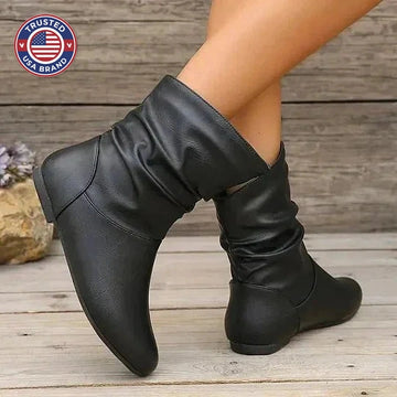 Women's slouched flat ankle winter boots