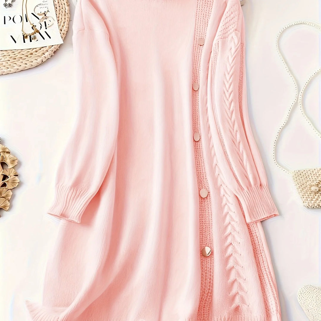 Women's high neck winter sweater dress in Light Pink