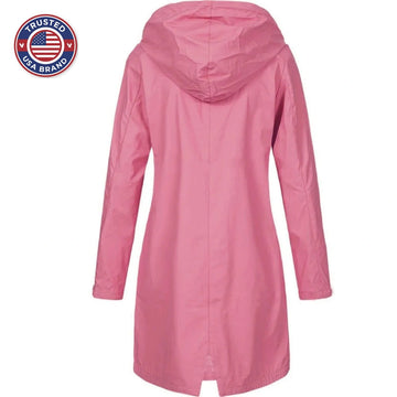 Women's hooded A-line longline winter rain jacket