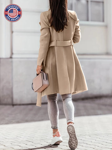 Women's fitted waist wide collar winter long coat