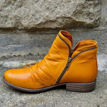 Women's faux leather side zip orthopedic ankle winter boots - Blue