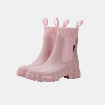Women's orthopedic ankle winter boots with ribbed knit cuff - Black