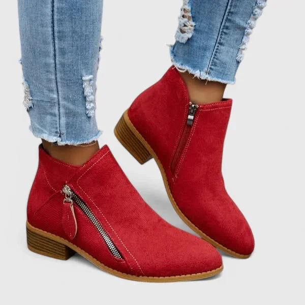 Women's suede side zip orthopedic ankle winter boots - Blue