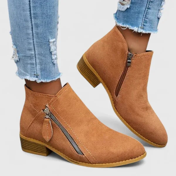 Women's suede side zip orthopedic ankle winter boots - Blue