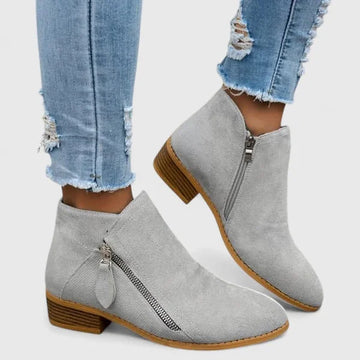 Women's suede side zip orthopedic ankle winter boots - Blue