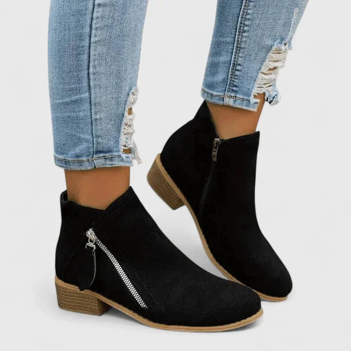 Women's suede side zip orthopedic ankle winter boots - Blue
