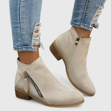 Women's suede side zip orthopedic ankle winter boots - Blue