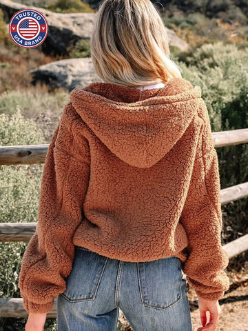 Women's fleece oversized zip-up winter jacket