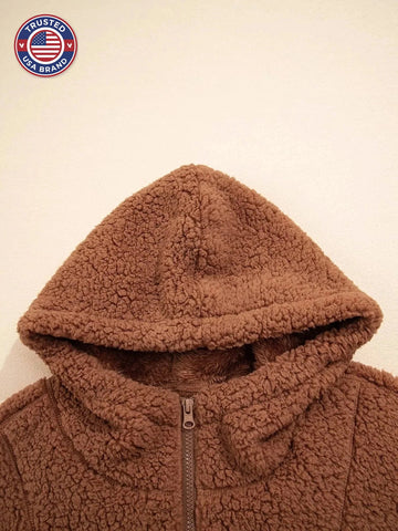 Women's fleece oversized zip-up winter jacket