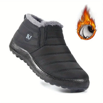 Women's padded faux fur winter snow boots in Black