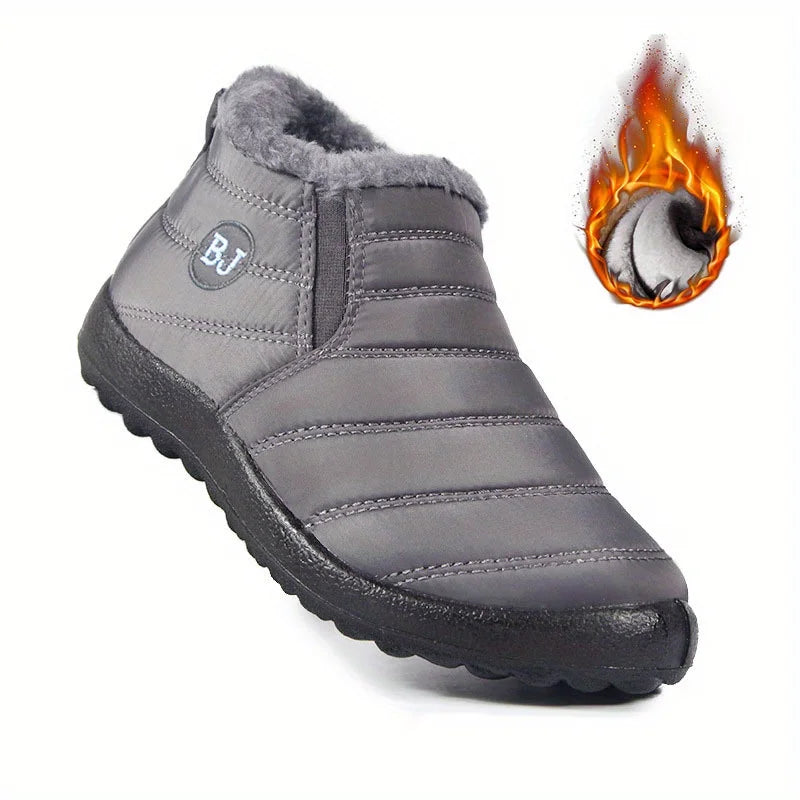 Women's padded faux fur winter snow boots in Grey