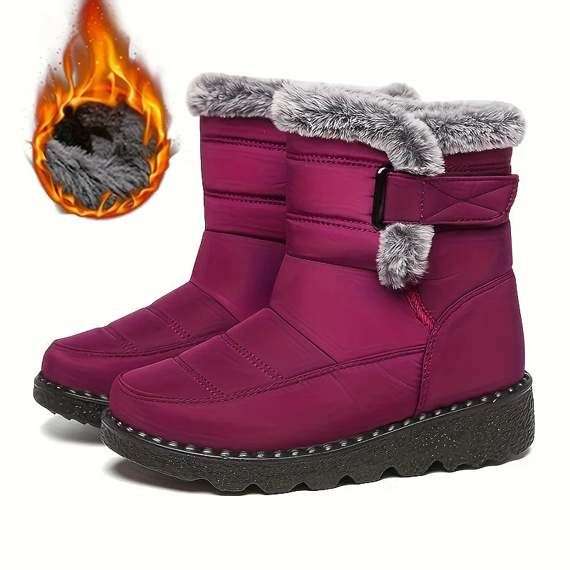 Women's platform winter snow boots in Burgundy