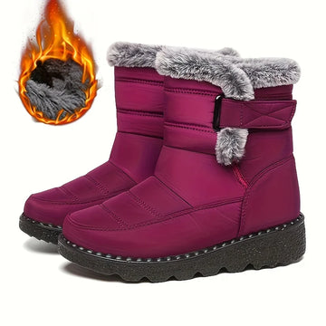 Women's platform winter snow boots in Burgundy