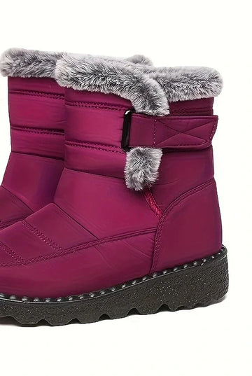 Women's platform winter snow boots in Burgundy