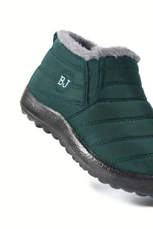 Women's plush lined ankle winter boots in Dark Green