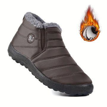 Women's plush lined ankle winter boots in Khaki