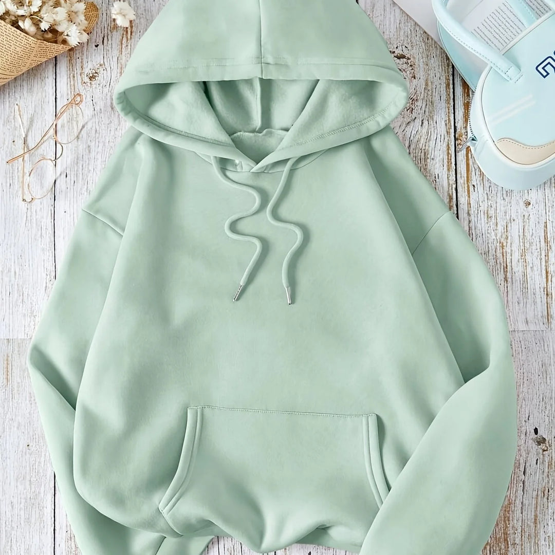 Women's comfy winter hoodie with drawstring neckline in Light Green