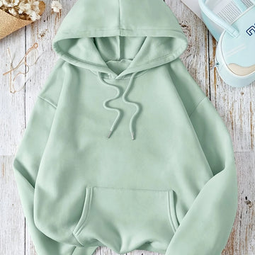 Women's comfy winter hoodie with drawstring neckline in Light Green
