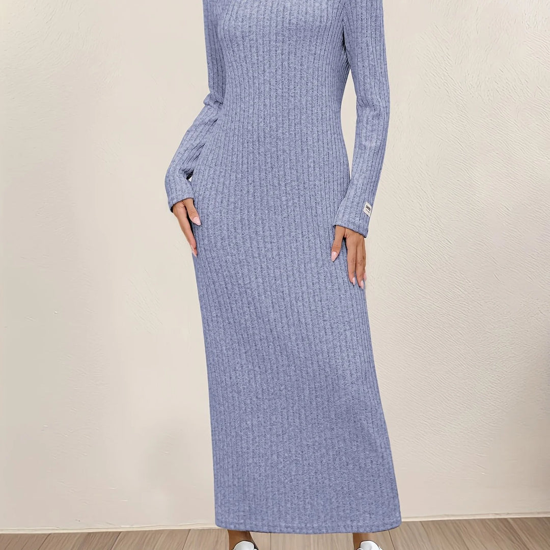 Women's ribbed knit winter maxi sweater dress in Light Purple