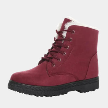 Women's slip-resistant ankle winter boots in RED