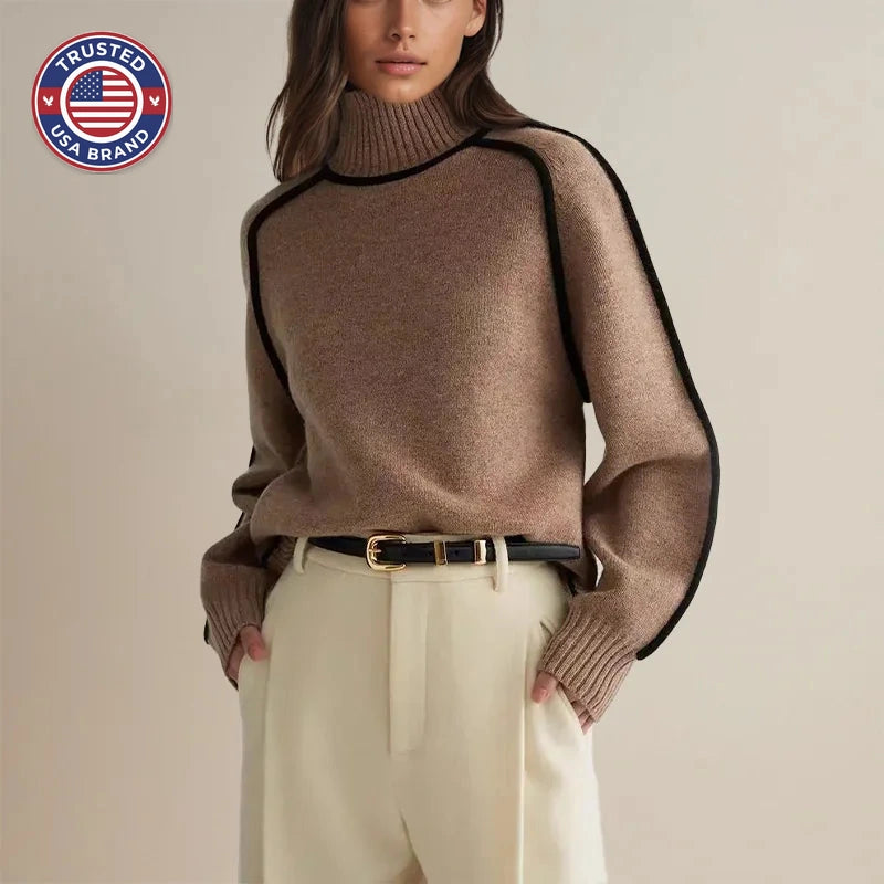Women's winter roll neck sweater, soft and warm