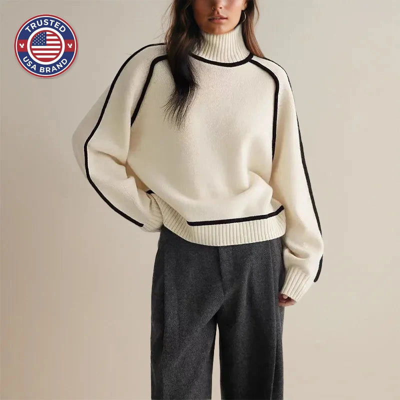 Women's winter roll neck sweater, soft and warm