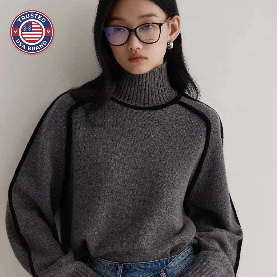 Women's winter roll neck sweater, soft and warm