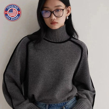 Women's winter roll neck sweater, soft and warm