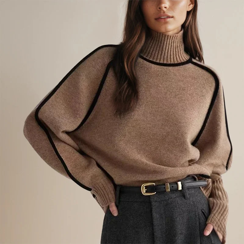 Women's winter roll neck sweater, soft and warm