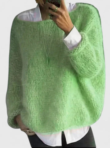 Women's knit crew neck winter sweater - Pink