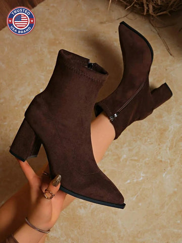 Women's heeled ankle winter boots pointed toe
