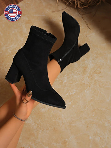 Women's heeled ankle winter boots pointed toe