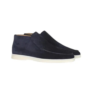 Women's suede ankle winter boots with moccasin toe - Beige