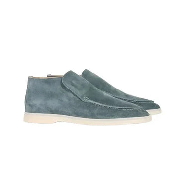 Women's suede ankle winter boots with moccasin toe - Beige