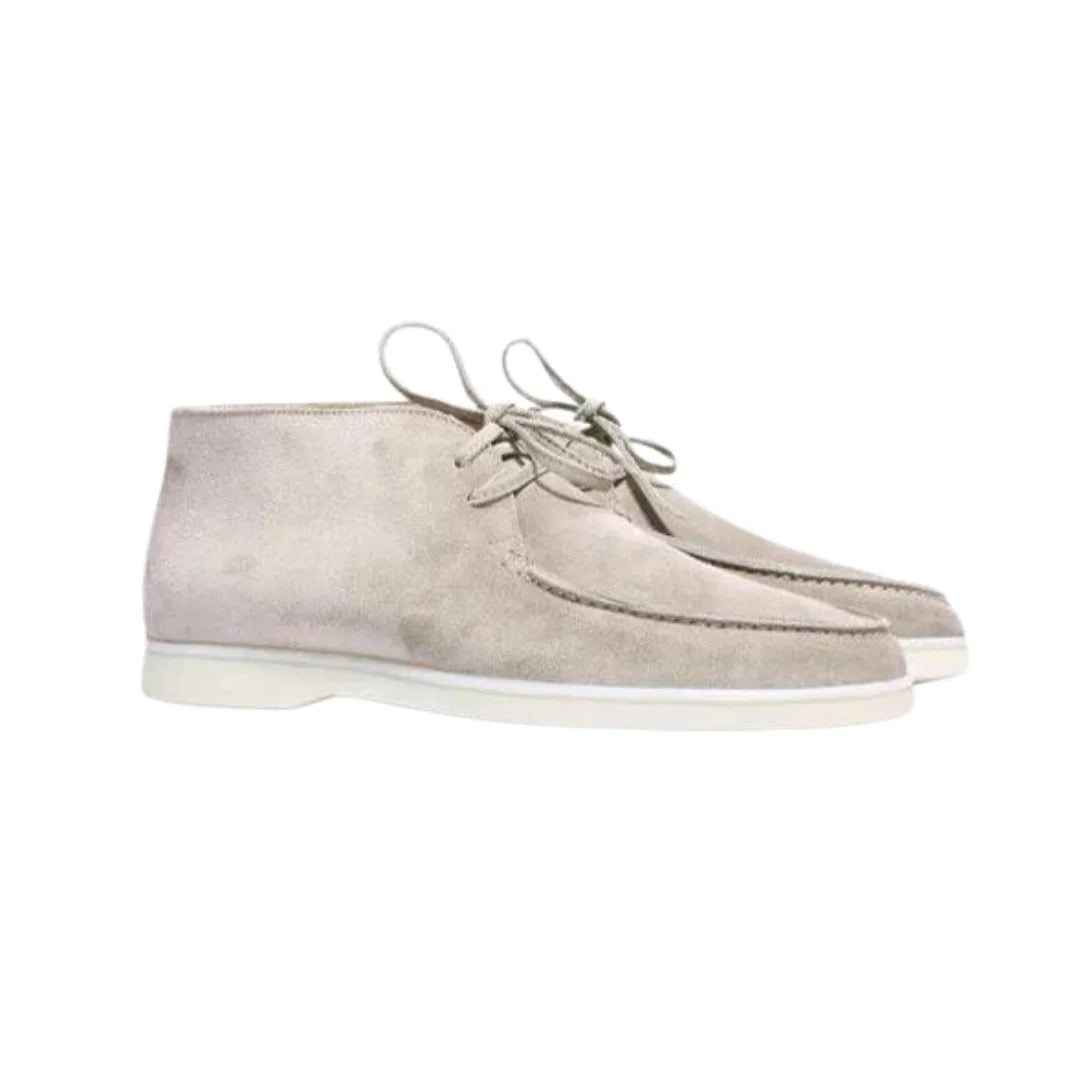 Suede Shoes With Laces - Nude