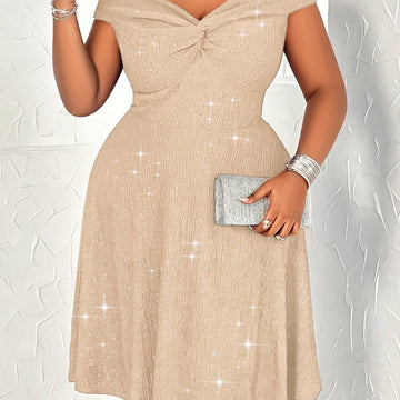 Women's twist backless midi winter Christmas party dress in Apricot