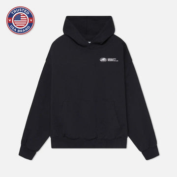 Women's winter fleece hoodie with text graphic - Navy