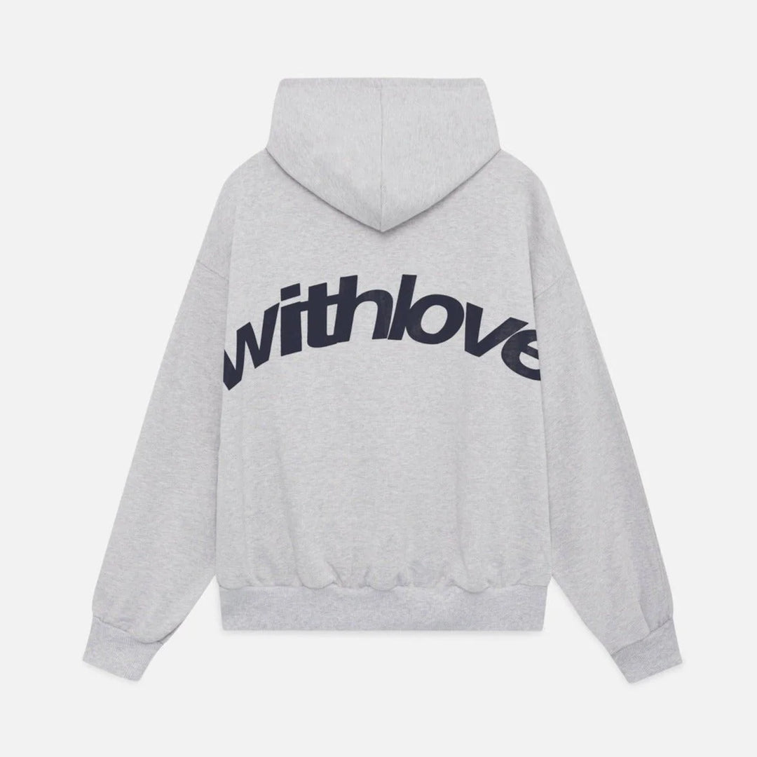 Women's winter fleece hoodie with text graphic - Navy