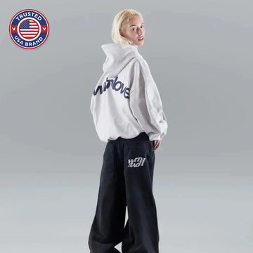 Women's winter fleece hoodie with text graphic - Navy