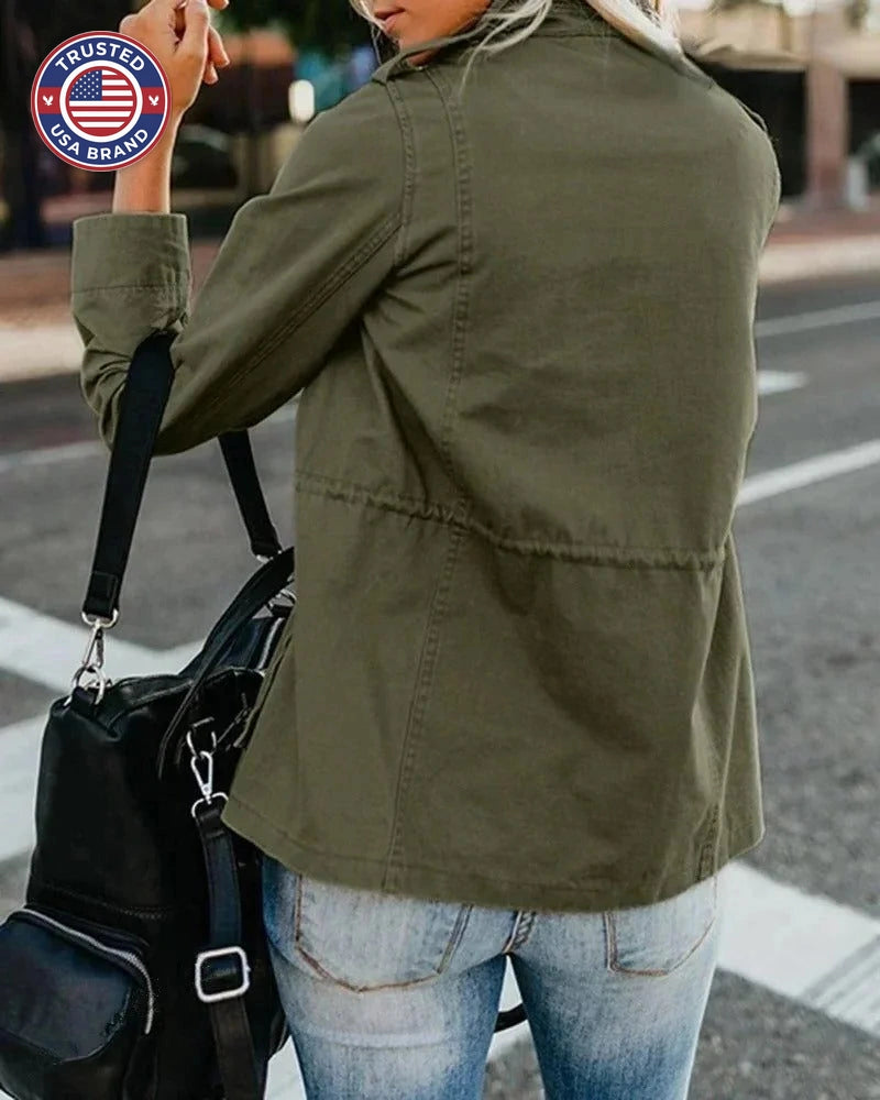 Women's stand collar utility winter bomber jacket